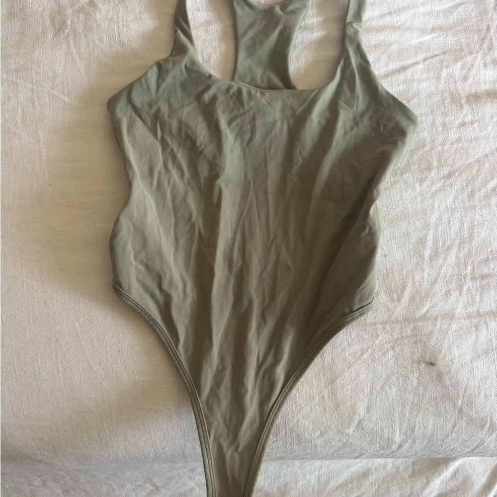 Olive/sage green free people movement bodysuit